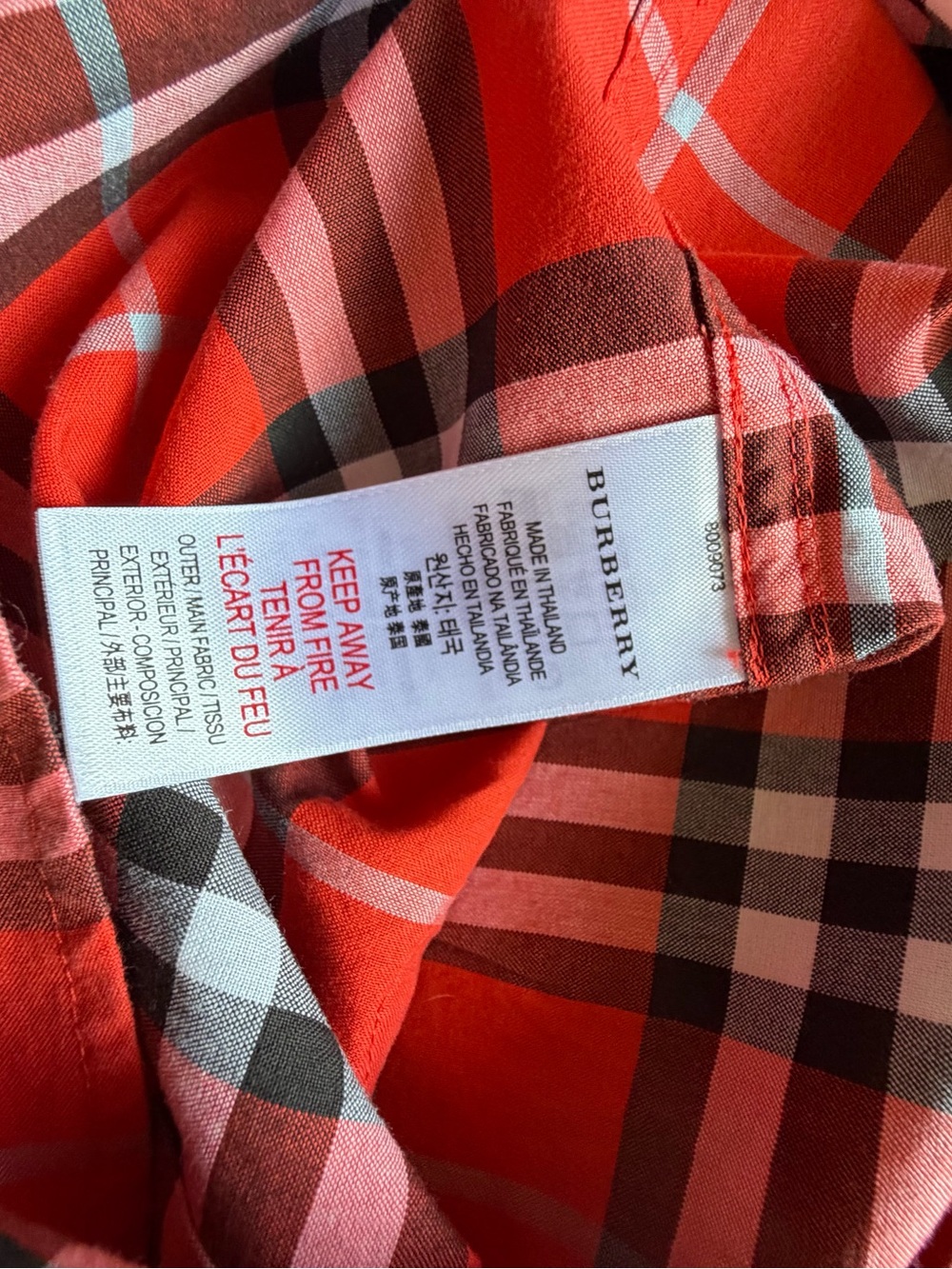 Burberry Red Plaid Short-Sleeve Button-Down Shirt for Kids - Picture 3 of 4